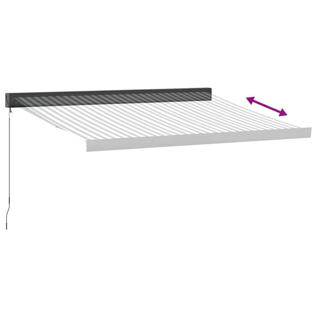 Retractable Awning Anthracite & White 3.5 X 2.5 M Fabric & Aluminum