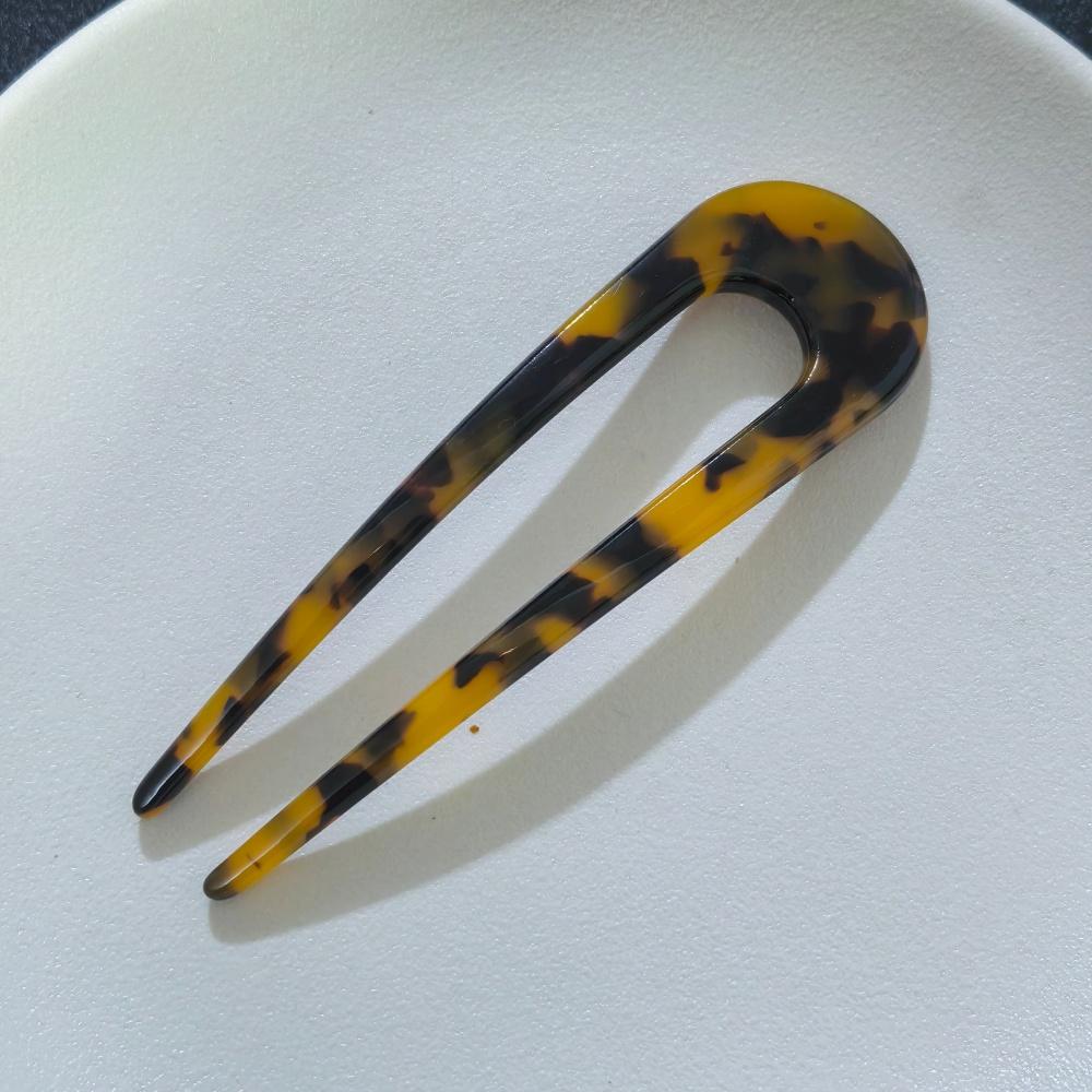 Elegant U-Shaped Hair Fork Women Vintage Acetate Hairpin Geometric Hair Sticks For Bun Updo Hairstyle Hair Accessories