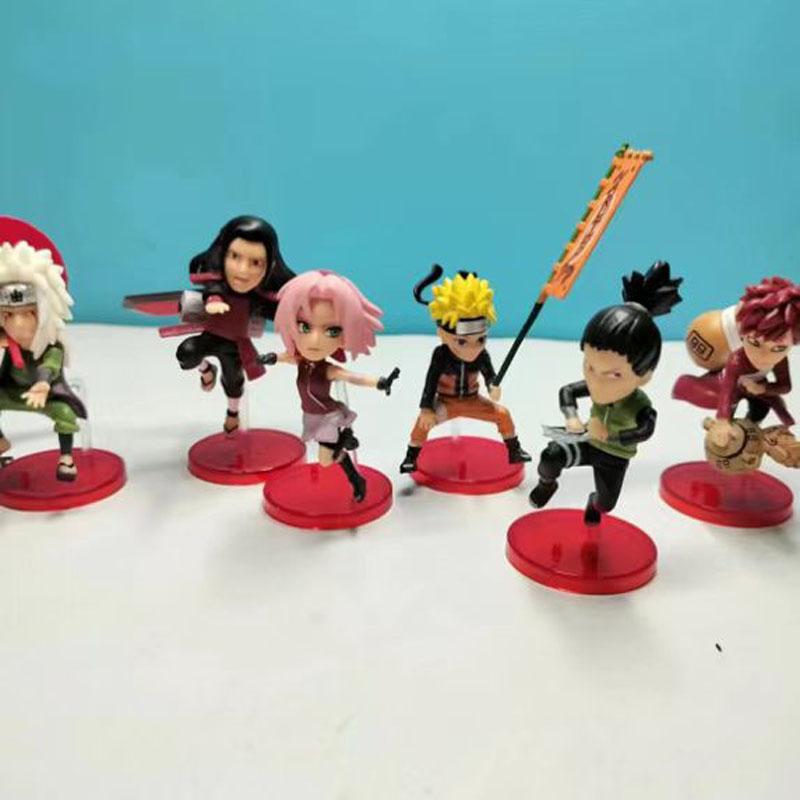 6Pcs Q Version Naruto Battle Version Sakura Gaara Action Figures Model PVC Anime Peripheral Decoration Collection Toys Gift