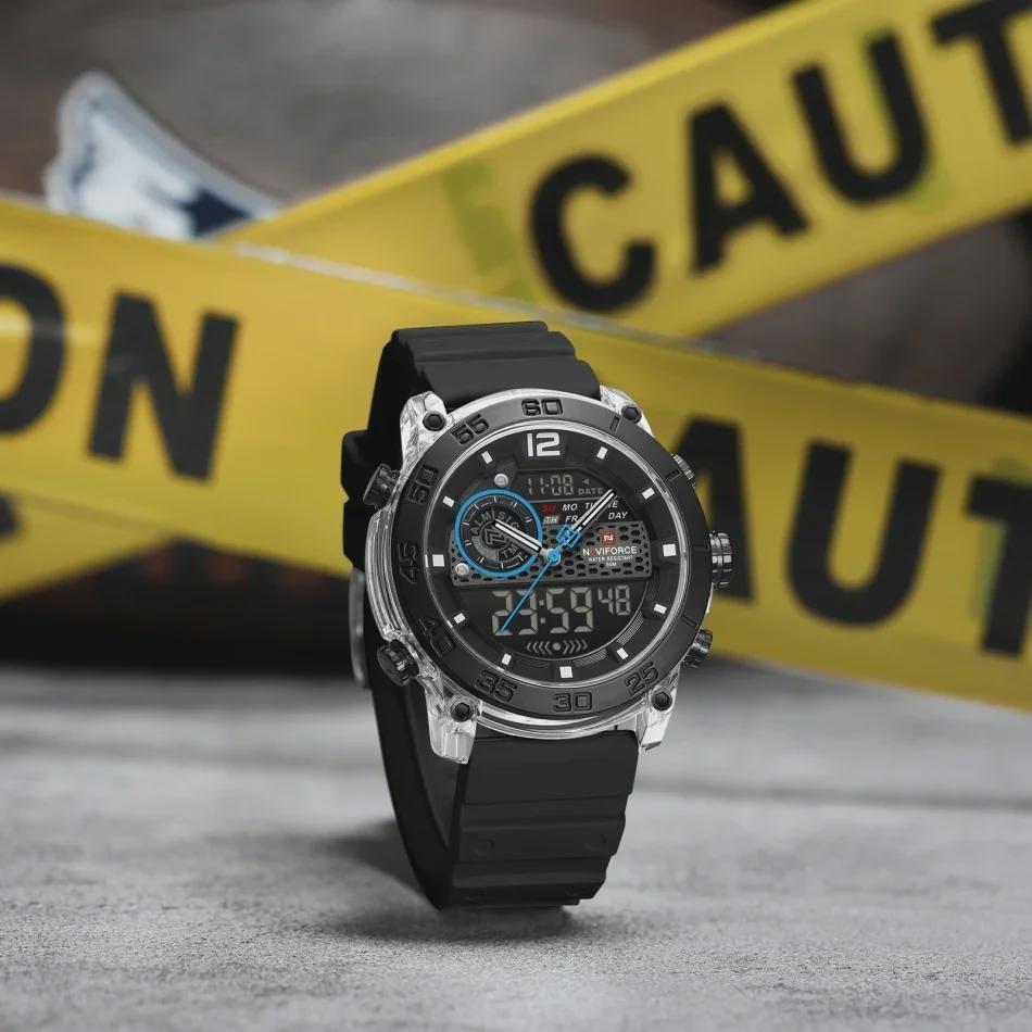 Quartz Chronograph Wristwatch Multifunctional Men's Sports Wrist Watch Dual Display Time Night Light Boys Alarm Watches