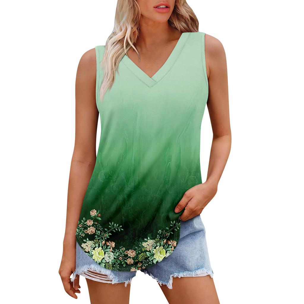 Women's Girl V Neck Tank Top Printing Casual  Top Tank Tops For Women Loose Fit Sleeveless Tops Flowy