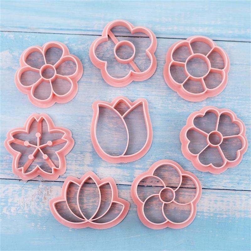Pack Of 8 Flower Cookie Molds for Baking Enthusiasts Biscuit Fondant Embosser Stamp Rusts Resistant Dessert Bakewares