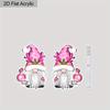 2D Flat Acrylic Cute Christmas Pink Gnome Dangle Earrings, Suitable As A Holiday Gift for Women, Holiday Party Decoration Jewelry.
