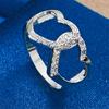 1 Piece of 925 Sterling Silver 7-10 Exquisite Twin Heart Zircon Ring, Fashionable Women's Wedding Gift Accessory Jewelry