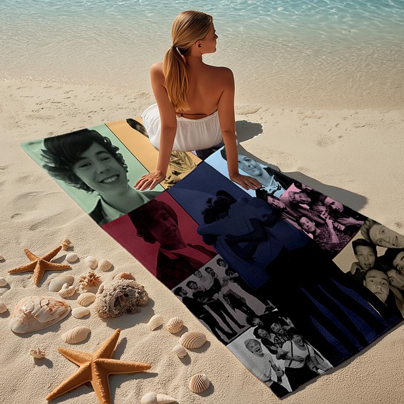 proof beach towel with a One Direction2 pattern - soft,absorbent,quick-drying,machine washable - perfect for swimming,camping,bathing