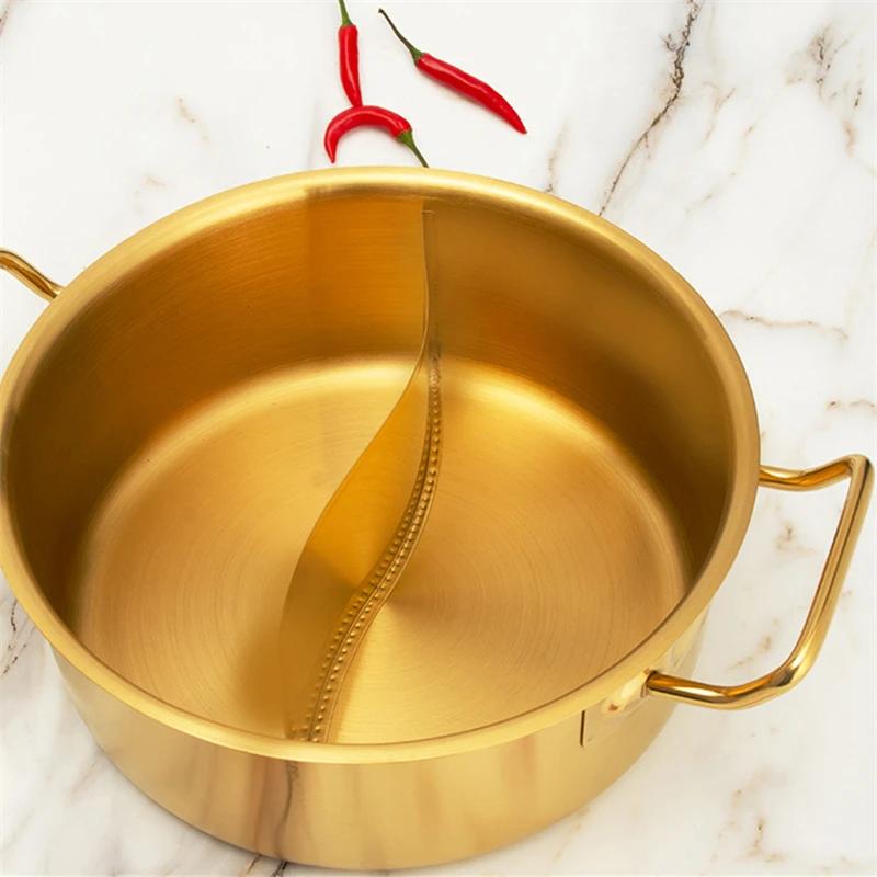 Double flavor golden pot Commercial gold imitation copper Soup pot cooker Stainless steel hot pot hotpot Boiler for gas cookware