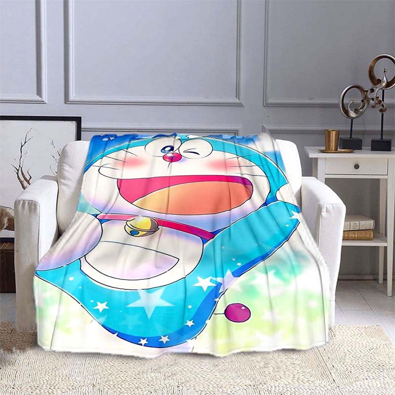 This 3D Printed Doraemon Cartoon Blanket Is a Warm and Comfortable Flannel Blanket Suitable for Bedrooms, Sofas, Beds, Chairs,