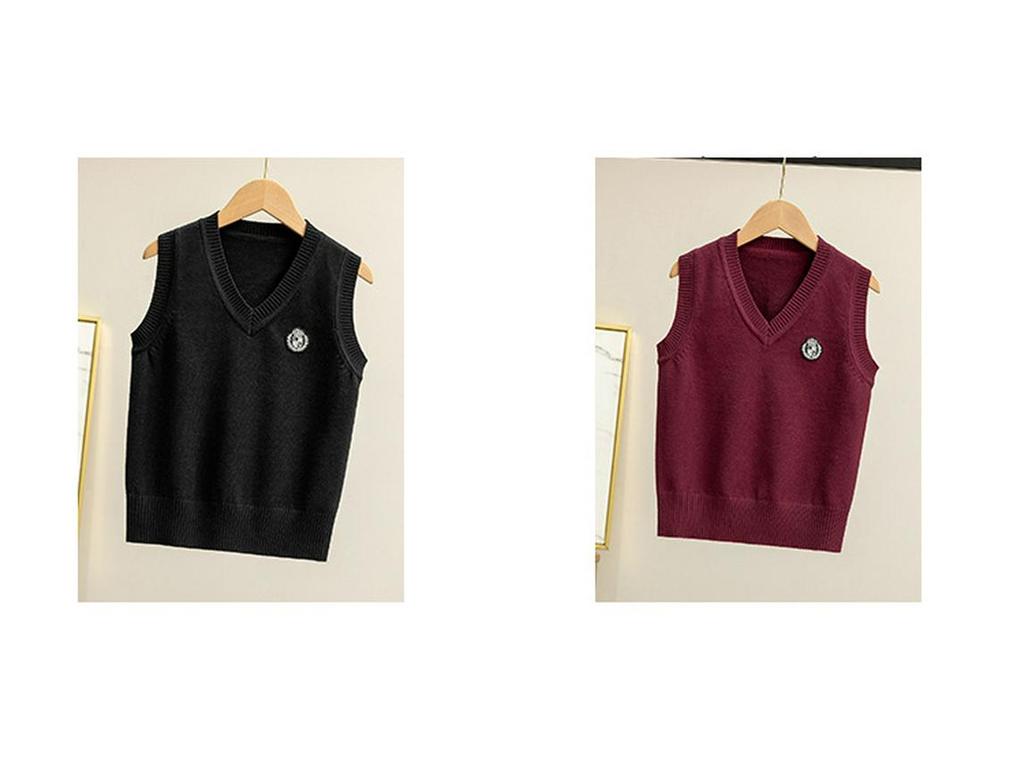 Kids' 2025 Autumn School Uniform V-neck Knitted Vest - Academy Style for Boys and Girls