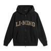 Li Ning Weekend Youth Infrared Warm Antistatic Antibacterial Versatile Casual American Vintage Logo Hooded Fleece Warm Cardigan Sweatshirt AWDUA11-6