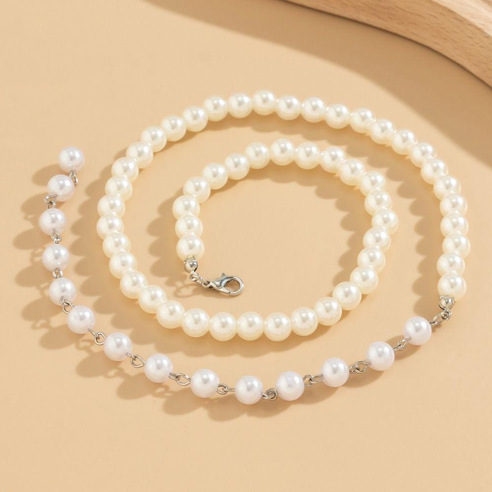 Bohemian Pearl Necklace Goth Y-Shaped Necklace Elegant Retro Clavicle Chain  Gift Idea