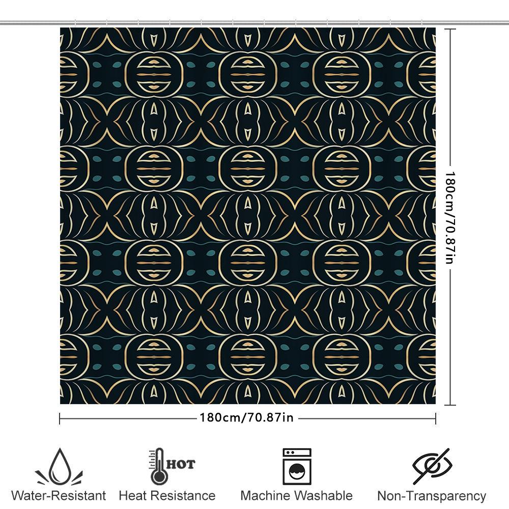 Blue And Gold Geometric Shower Curtain With Waterproof Fabric For Bathroom Decoration Modern Home Decor Shower Curtains Size180X
