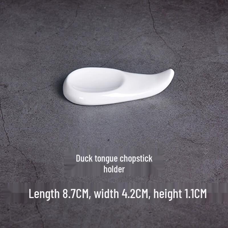 Pure White Ceramic Duck Tongue Chopstick & Spoon Rest