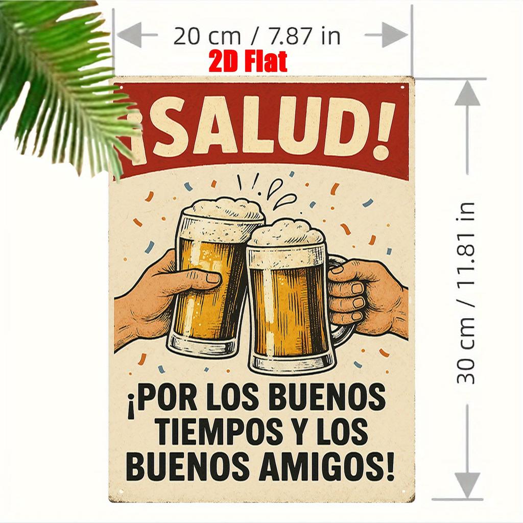 [Metal Wall Art Sign] 2D, 1pc Metal Wall Art Sign, Wall Decoration Poster, Spanish Cheers Theme Iron Mural, Suitable for Home Wi