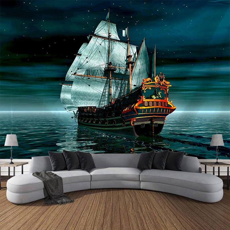 Nautical tapestry pirate ship wall hanging psychedelic decoration aesthetics living room bedroom dormitory wall decoration