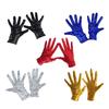 Internet Celebrity Gloves Fashion Stage Performance Sequins Short Glove Black Silver Red Yellow Blue Shinning Mittens