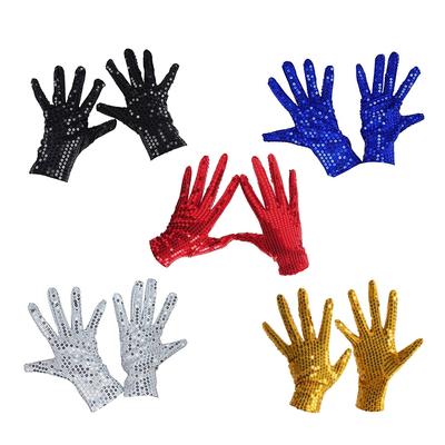 Internet-Berühmtheit Handschuhe Mode Bühnenauftritt Pailletten Kurzer Handschuh Schwarz Silber Rot Gelb Blau Glitzernde Fäustlinge