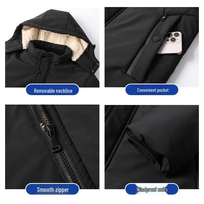 EASTERN CAMEL Herren Übergröße Kapuzen Sherpa gefütterte Winter Steppjacke