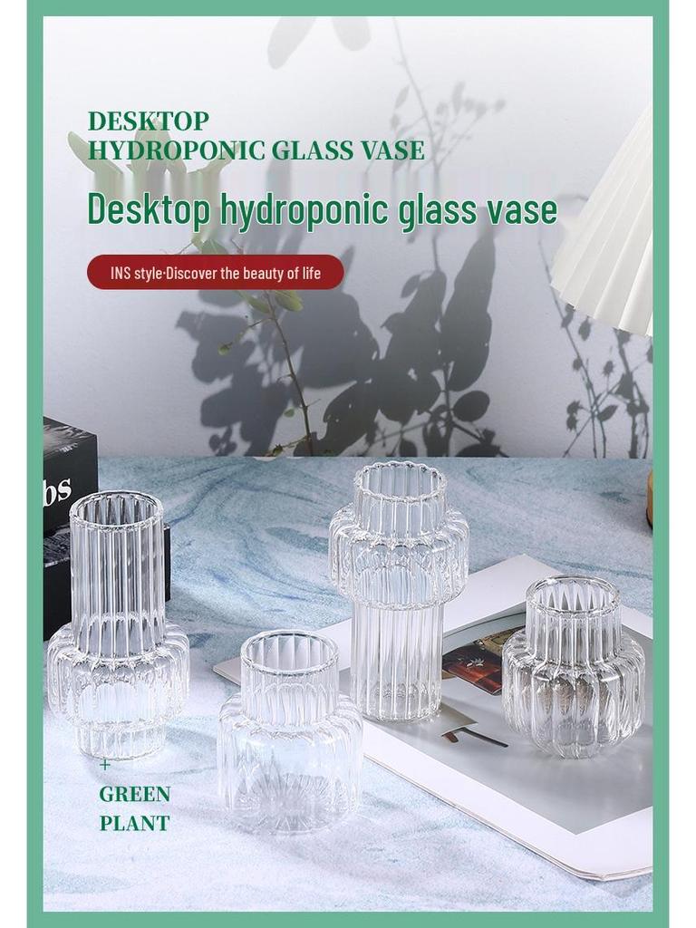 Transparent Glass Vase: Home Desktop Flower Arrangement Decor