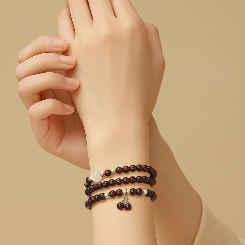 H8 Pomegranate-Scented Natural Garnet Wrap Bracelet Layered Lucky Bracelet