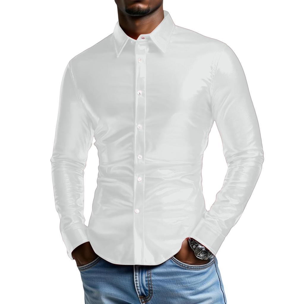 Men's   Fashion  Trend  Long  Sleeves  Flip   Collar  Shirt