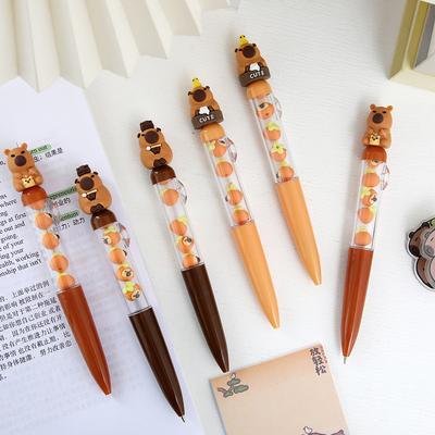 Bolígrafo de Gel Creativo Interesante Capibara Kawaii Estético Lindo Dibujos Animados Bolígrafo con Cuentas Escritura Bolígrafos Suaves Secado Rápido Bolígrafos Neutros