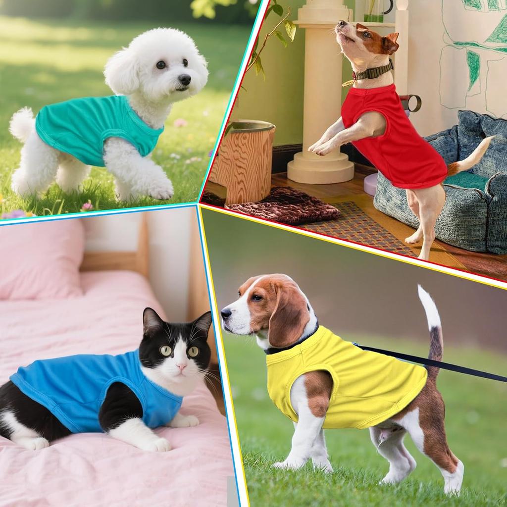 7 Pcs Small Dog Shirts,Solid Puppy Tanks Top,Lightweight and Breathable Pet Shirt for Summer,Doggy Sleeveless Vest T-Shirt for Small Dogs Cats,Size S
