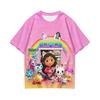 Gabby Dollhouse Children's T-shirt Barbie Pink 3D Cartoon Print Tee Cute Boys Girls Short Sleeve Kids Casual Top Summer Clothing