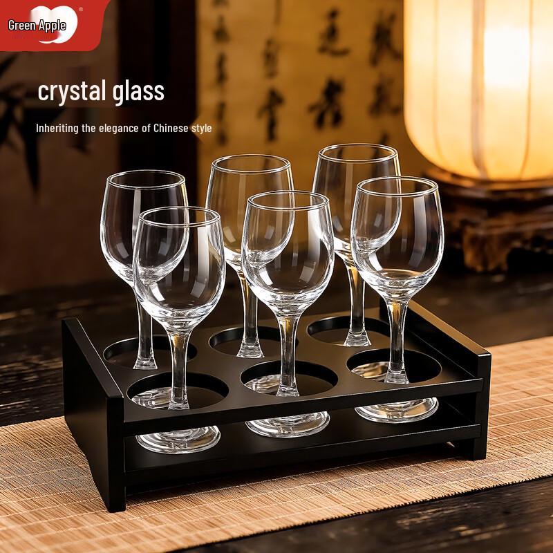 

QINGPINGGUO Crystal Glass Tasting Glasses Set with Rack