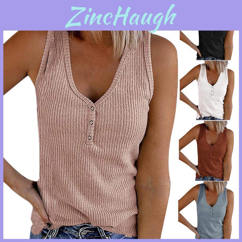 Gilet Elegante da Donna Senza Maniche con Scollo a V e Design a Coste per il Comfort Estivo