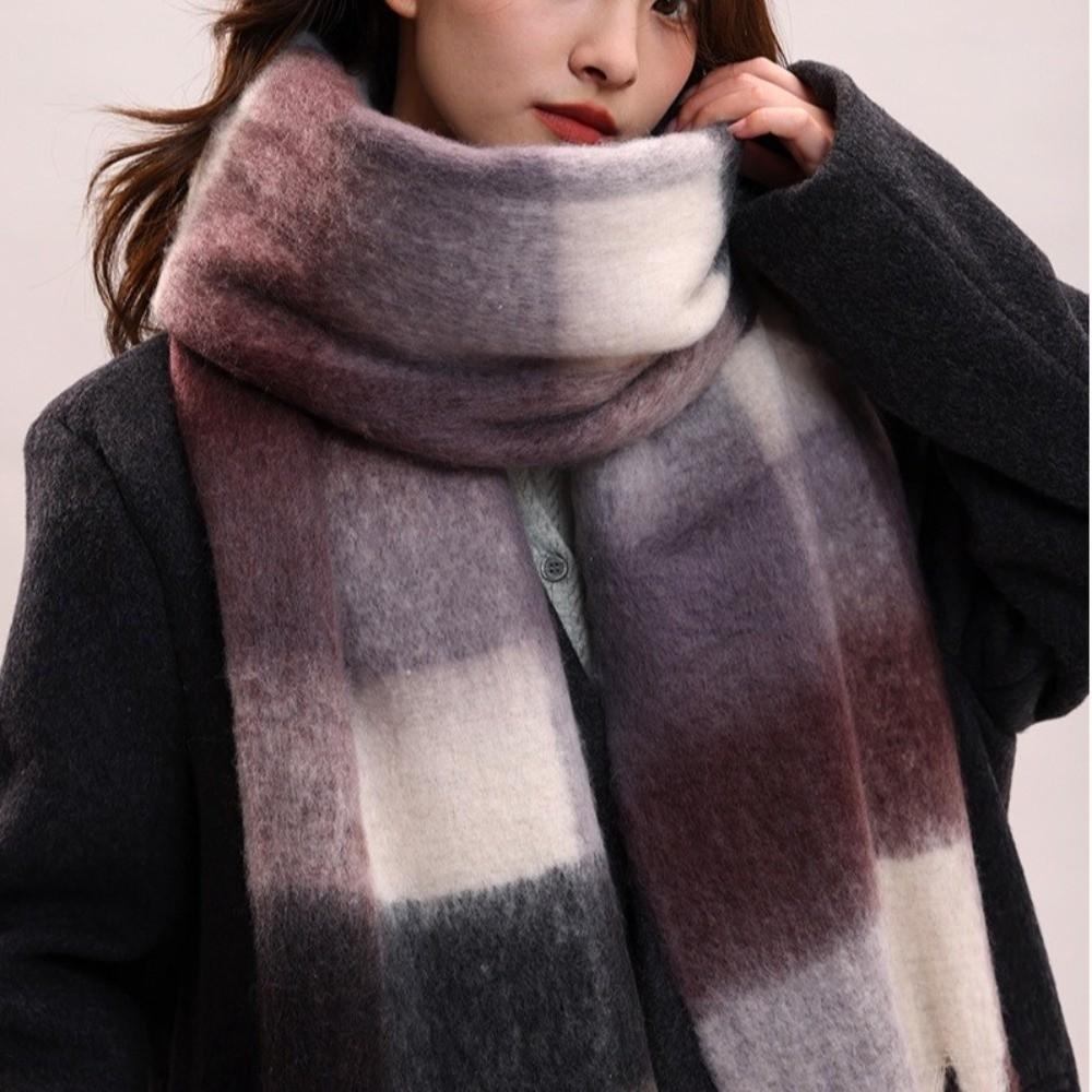 Mohair Winter Cashmere Scarves Tassel Long Shawl Elegant Plaid Wool Scarf  Women/Men