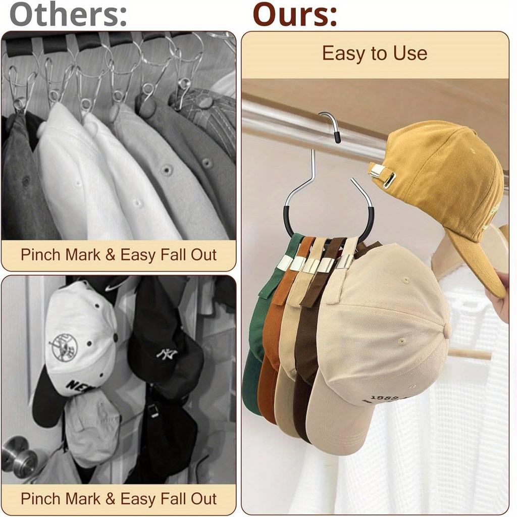 5 Stück Hutaufhänger, Rutschfester Hängeständer, Runde Haken, Edelstahlhaken für Kleiderschrank, Geeignet für Hüte, Gürtel, Krawatten, Schals