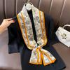 Chinese Style Flower Printing Silk Scarf Double-layer Silk Satin Versatile Mulberry Silk Double-sided Scarf Narrow Strip Streamer Female