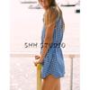 Spring and Summer Women's Clothing Fashion Style Curling Sleeves Plaid Minimalist Sleeveless Lapel One-Piece Shorts 3075867