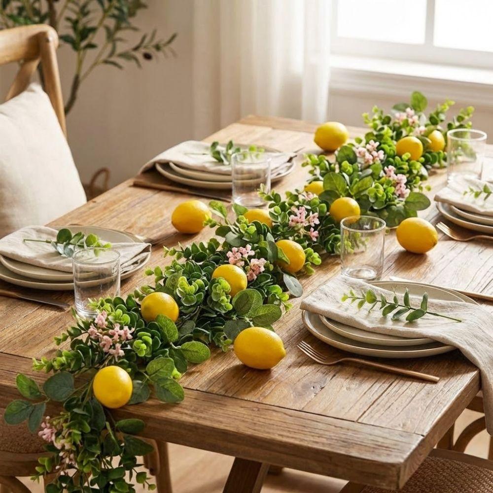 Green Leaves Artificial Lemon Vine 200CM Length Faux Lemon Branch  Home Decoration