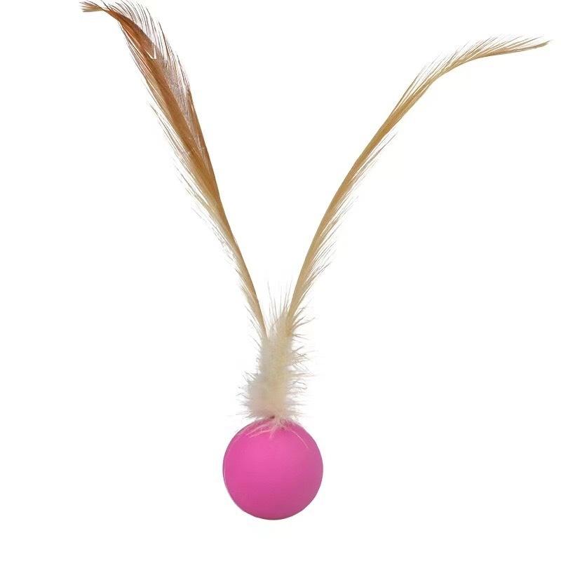 Interactive Elastic Ball Toy for Cats And Dogs Funny Feather Football Plaything Kitten Kitty Doggy Pet Supplies