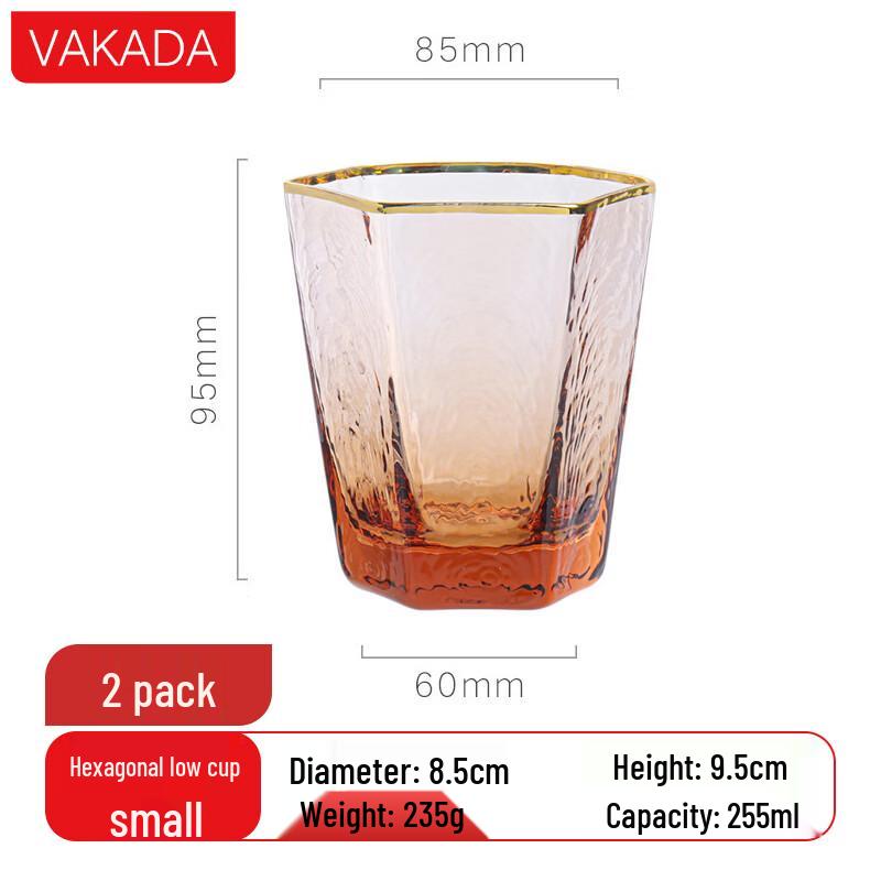 VAKADA Hexagonal Glass Drinkware Collection (2-Pack)