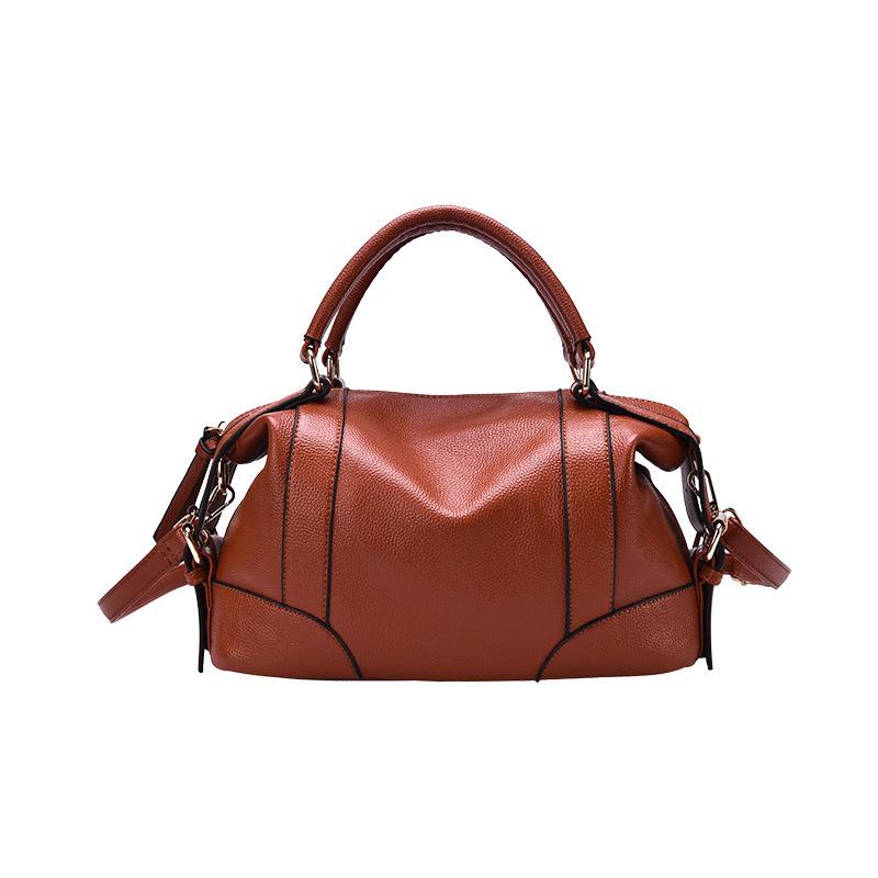 Simple and Versatile Large Capacity Genuine Leather Shoulder Bag Cowhide Commuter Ladies Diagonal Bag