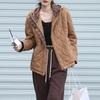Women's 2024 Diamond Quilted Cotton Hooded Jacket - Autumn/Winter Short Fashion Plaid Patchwork Lightweight Coat