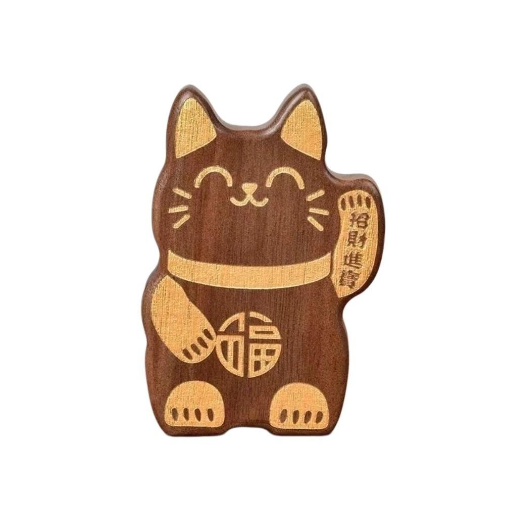 

Wooden Kitty Fridge Magnet Lucky Magnetic Cap Remover Creative Fortune Cat Bottle Opener Kitchen коричневый