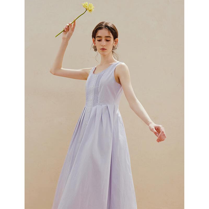 INMAN French Sleeveless Pleated Waist Dress