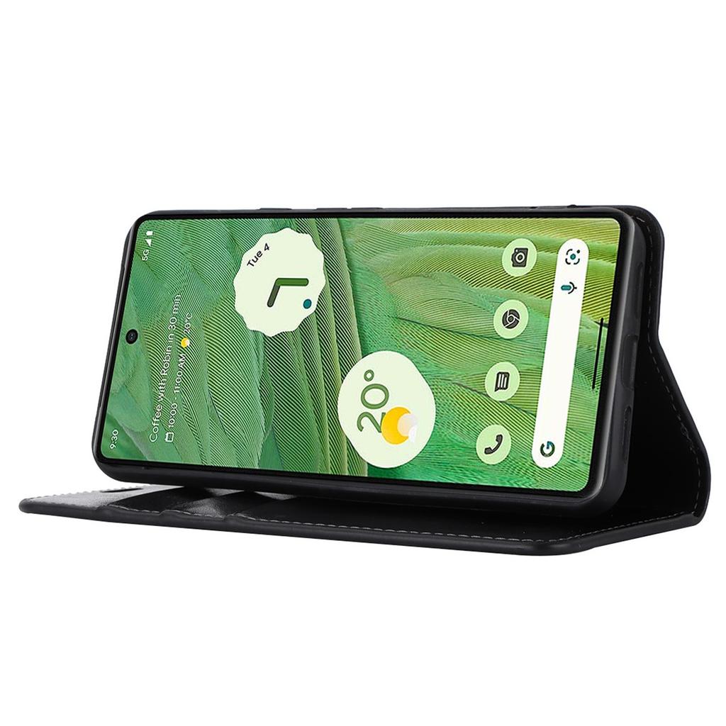 For Google Pixel 8 Flip Stand Wallet Crazy Horse Texture Cover Genuine Cow Leather Phone Case