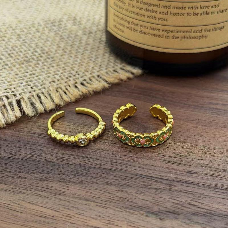 Enamel Cloud Ruyi Filigree Butterfly Open Ring Ring National Style Stacked Wearing Niche High-End Ring Woman