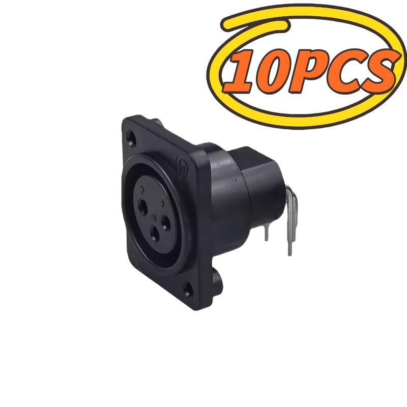 2/10Pcs Male Plug Straight Terminal Panel Mounted Connector 3 Pin Female Jack Panel Mount Black XLR Connector