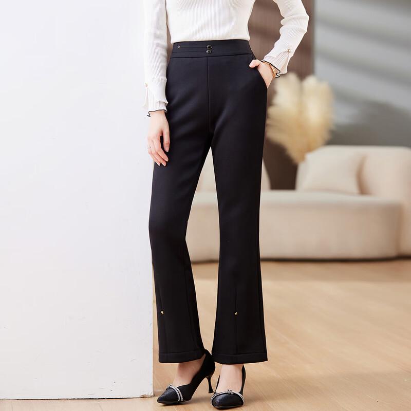 Past Women's Plus Velvet Micro Flare Casual Pants