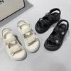 2025 Summer New Xiaoxiangfeng Velcro Rhinestone Roman Sandals Women's Fashion Outer Wear Platform Casual Beach Women's Shoes