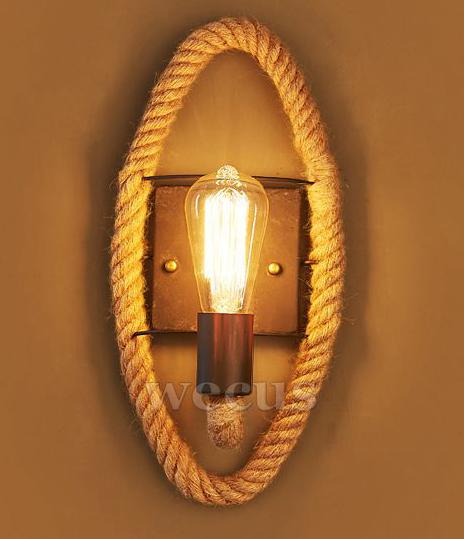 

Retro Loft Rope Wall Lamp Stair Aisle Corridor Bedroom Living Room Restaurant Pub Cafe Wall Light Bra Round Wall Sconce No Bulb
