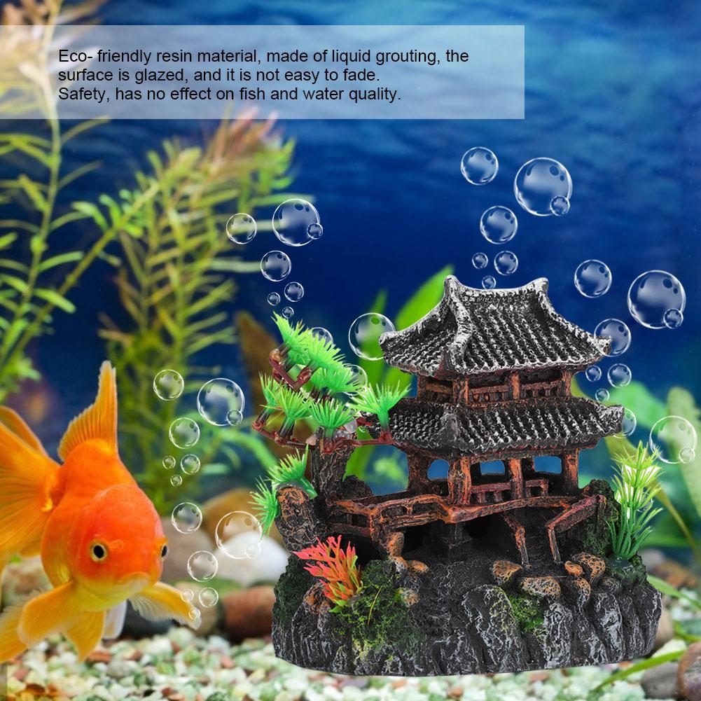 Aquarium Decor Artificial Simulation Pavilion Pine Tree for Crawler Box Fish Decoration Landscape