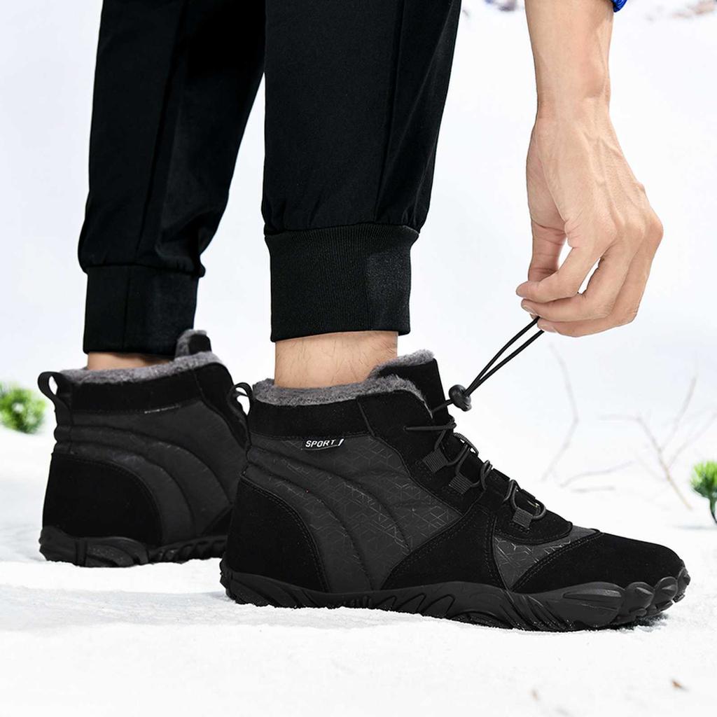 TUINANLE Men Winter Shoes Barefoot Ankle Boots Couple Ankle Snow Shoes Outdoor Hiking Sneakers Fur Warm Plush Boots