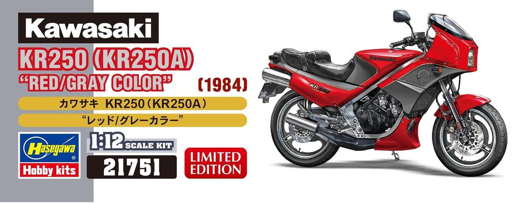 Hasegawa Motorcycle Series Kawasaki KR250 Plastic Model Kit 21751 1/12 (KR250A) Red/Gray