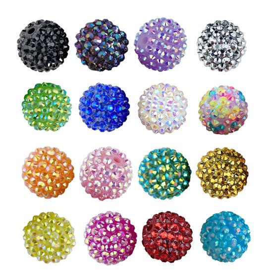10Pcs 20mm Large Hole Beads Sparkling Rhinestone Colorful Jewelry Beads DIY Jewelry Making Pens Keychains Necklaces Round Sparkling Beads